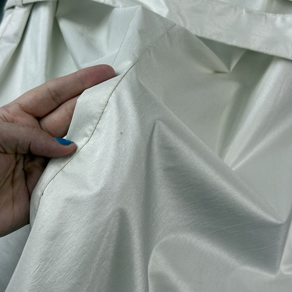 Vtg British Mist Trench Raincoat Womens 14 Ivory Shimmer Long Retro Classic 80s - Picture 10 of 16